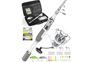 Ghosthorn Fishing Rod and Reel Combo Carbon Fiber Telescopic Fishing Pole Carrier Bag Portable Kit Saltwater Freshwater