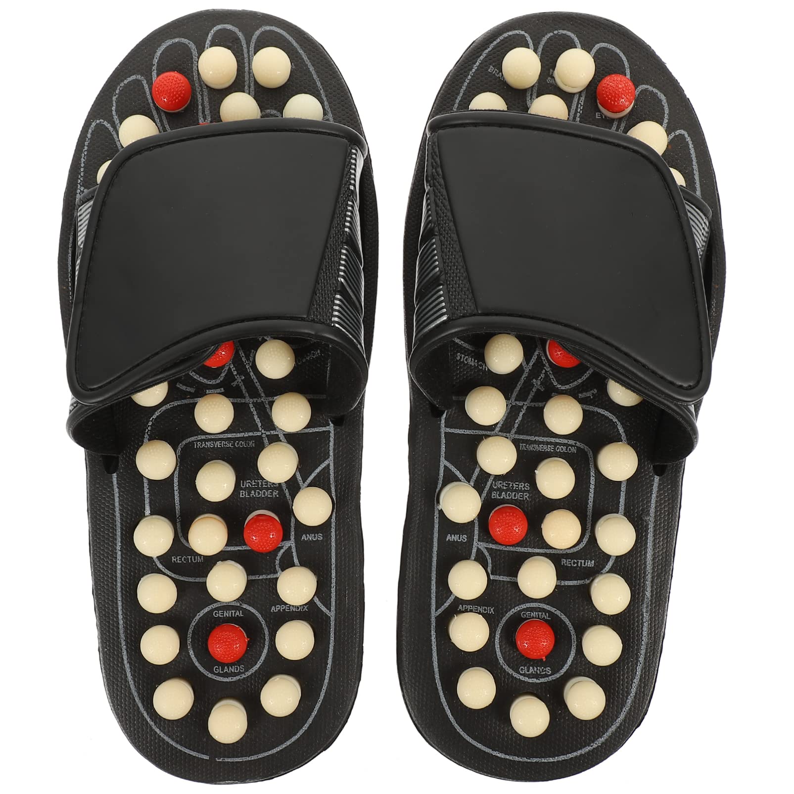 Milisten Acupoint Foot Massage Slipper Reflexology Sandals Anti-Slip Indoor Massage Shoes with Removable Rotating Acupuncture Points Size 39 Black