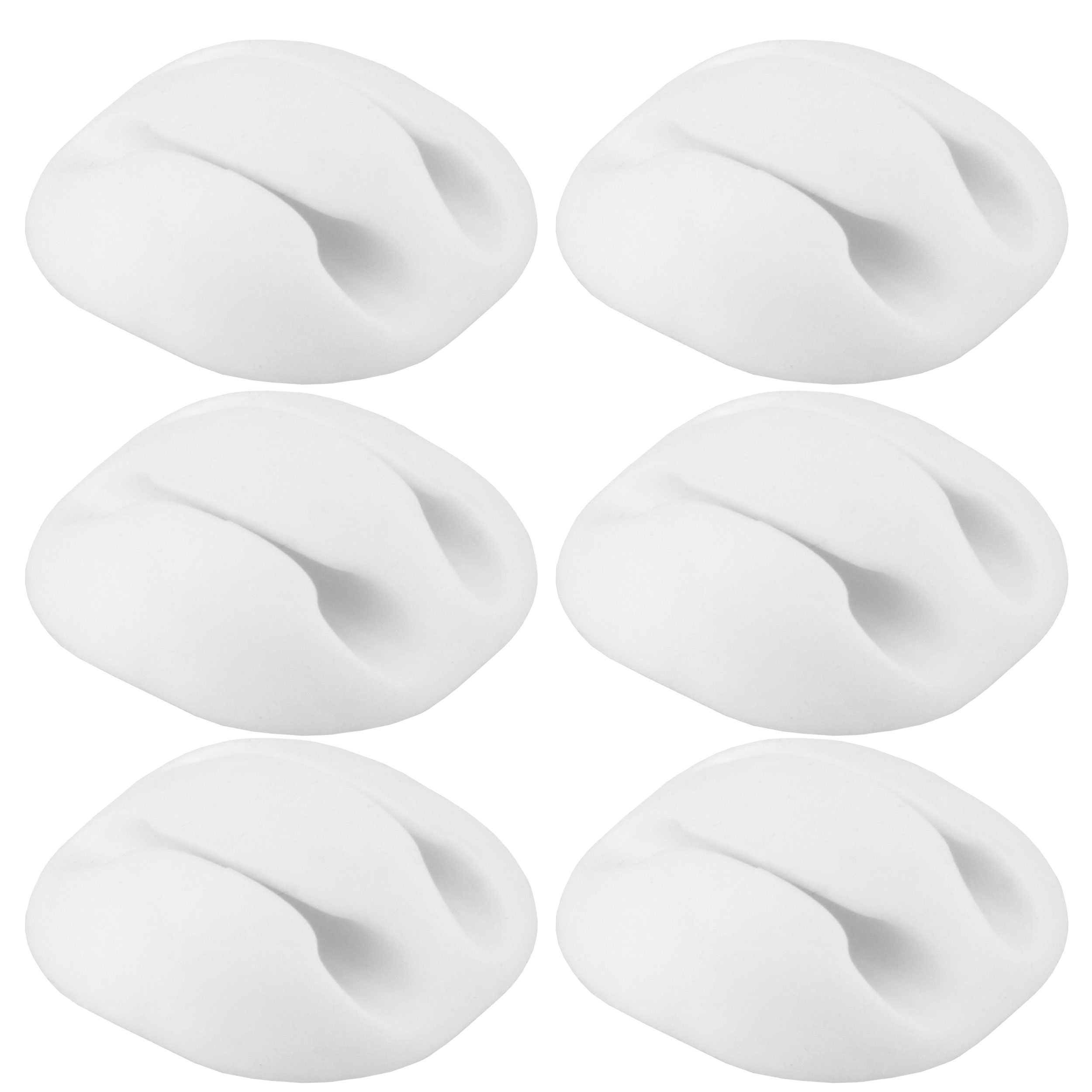 mumbi 6 x 2-way cable guide for the desk, set of 6 computer cable management in white.