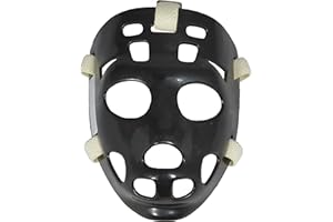 MyLec Pro Goalie Mask, High-Impact Plastic, Hockey Helmet Ventilation Holes & Adjustable Elastic Straps, Secure Fit, Halloween Mask (Black, Small)