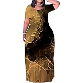 Plus Size Maxi Dresses for Curvy Women T-Shirt Summer Sun Dresses Loose Fit