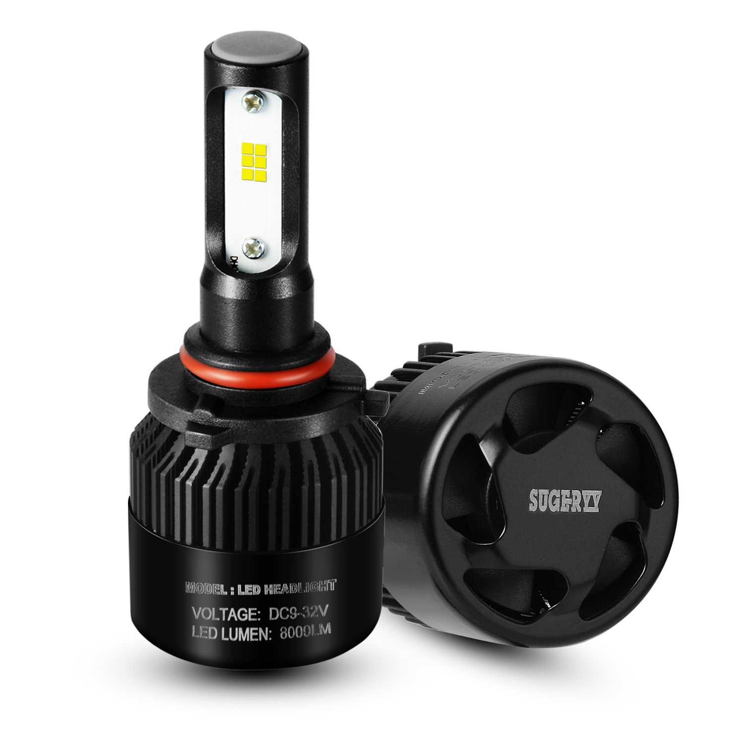 SUGERYY Bright 72W 8000 Lumens 6000K CSP Chips 9005 LED front Headlight Bulbs, Xenon White