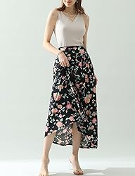 DOUBLJU Casual High Waisted Maxi Skirts with Pocket