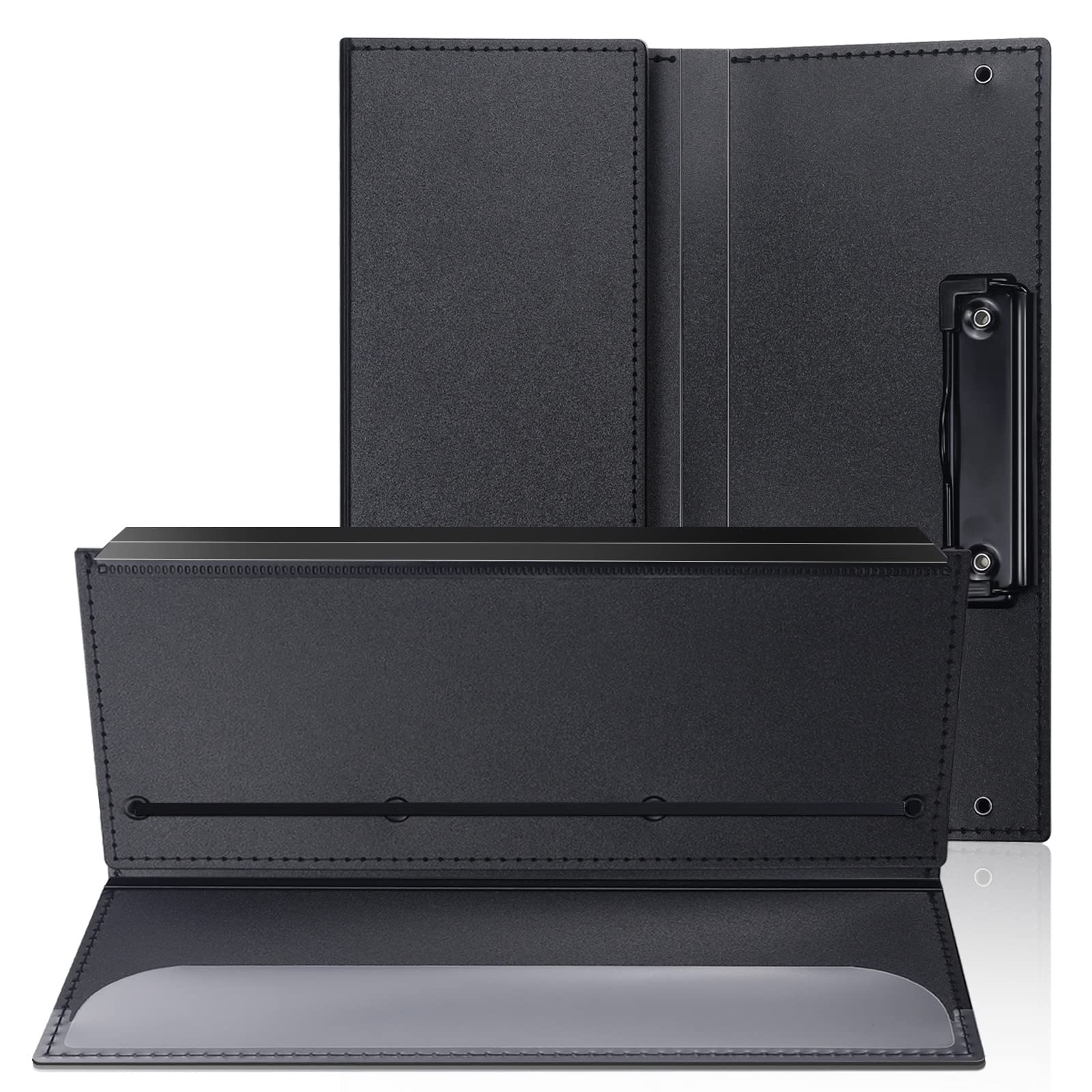 2 Packs Nursing Clipboard Foldable with Pen Holder, Letter Size Nurse Clip Board, Nurse Clipboard Foldable 3 Layers, Pocket Size Folding Clipboards for Nurses Doctor, Black