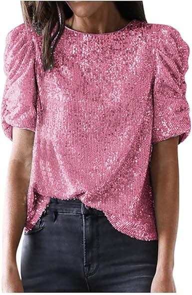 ladies pink sequin top