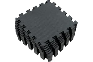 Yostrong® 18 Tiles Interlocking Puzzle Foam Baby Play Mat for Playing - EVA Babies Crawling Mat | Rubber Floor Work Out Mats for Home Gym. Black. YOC-Db18N