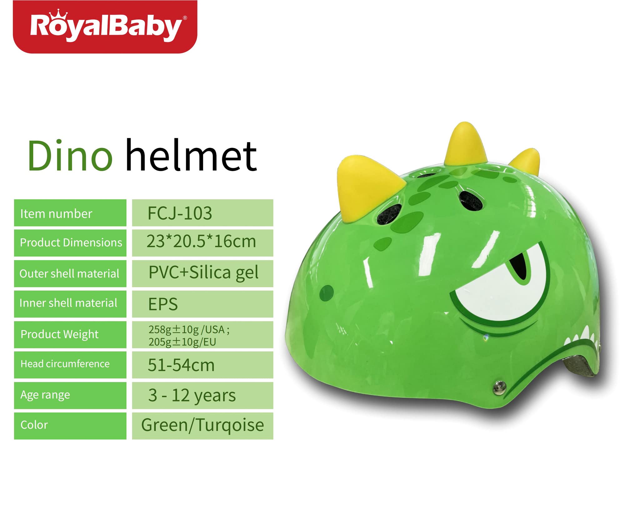 Kids Bike Helmet Toddler to Youth Sizes for Boys Girls Dinosaur Helmet Blue Green Dino Helmets for Multi-Sport