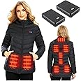 QTREE intelligence Women’s Heated Jacket with 2pcs Battery Pack, Slim Fit Heating Jackets and Detachable Hood