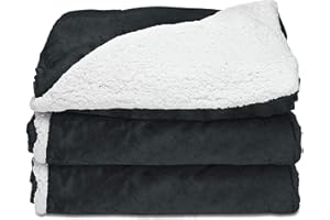 SUNBEAM Microplush Reverse Sherpa Heated Throw (50inch x 60inch), Push Button Controller with 3 Heat Settings, Slate Gray, Grey (2157835)