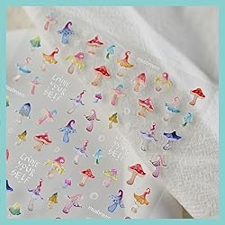 CESTSIREN Cute Mushroom Nail Stickers,Aurora Nail