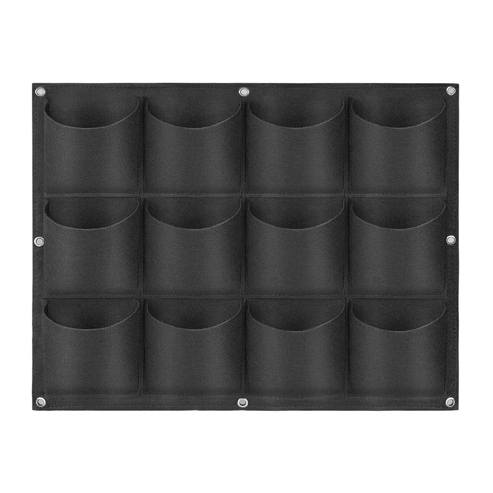 WHATWEARS Hanging Planting Grow Bags, 12 Pockets Hanging Vertical Wall Planter Wall Mounted Grow Bag Outdoor Indoor Gardening Vertical Greening Flower Container, Planting Bags(0.6 m × 0.8 m, Black)