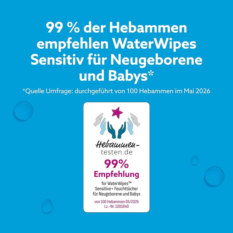 Sensitive+ Newborn & Baby Wipes, 99,9% Wasser, 18 Pack