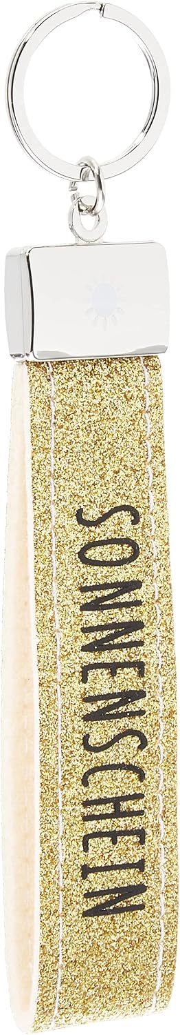Depesche 4298-028 Loops Felt Keyring with Engraved Metal End and Iconic Print Sunshine Gold Approx. 16.8 x 3 x 0.5 cm