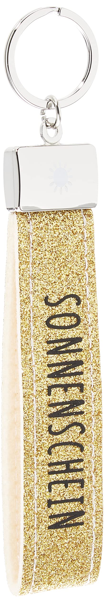 Depesche 4298-028 Loops Felt Keyring with Engraved Metal End and Iconic Print Sunshine Gold Approx. 16.8 x 3 x 0.5 cm