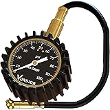 Tire Gauge - (0-100 PSI) Heavy Duty Tire Pressure Gauge. Certified ANSI Accurate with Large 2 Inch Easy to Read Glow Dial, Lo
