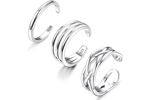 MILACOLATO 3Pcs Sterling Silver Toe Rings for Women 18K White Gold Plated Turquoise CZ Wrap Cuff Simple Band Toe Rings Hypoallergenic Adjustable Toe Rings Summer Beach Foot Jewelry Set