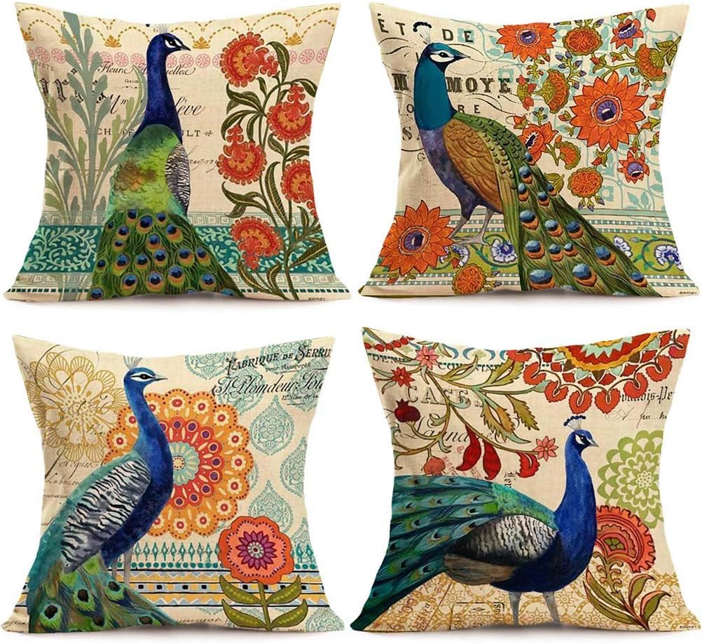 Amazon Com Ulove Love Yourself 4pack Peacock Throw Pillow Covers