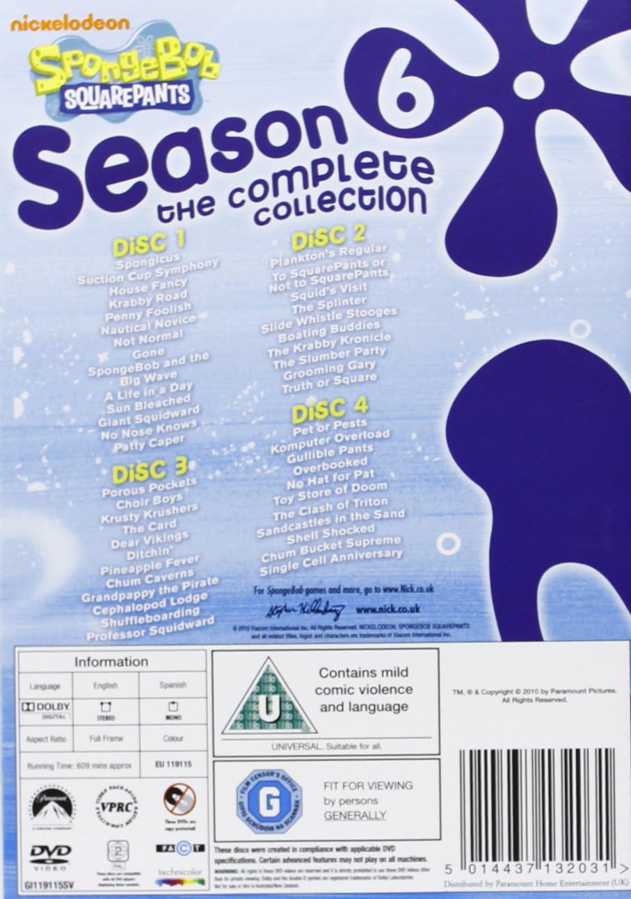 Spongebob Squarepants Complete Season 6 Dvd Amazon Co Uk Dvd Blu Ray