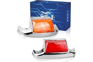 NTHREEAUTO 2PCS Front Rear Fender Light LED Fender Tip Tail Light Compatible with Harley Road King Electra Glide Ultra Classic Heritage Softail Touring FLHR FLSTC FLHTC FLHTCU (Amber+Red Lens)