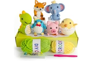 Utook Knitting Kit for Beginners，6 Cute Crochet Animals Kits with Yarn, Crochet Hooks & Accessories | Beginner-Friendly Video Tutorials | Great for Adults & Kids Learning to Crochet