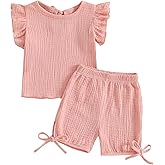 TheFound Toddler Girl Summer Outfit Floral Print Sleeveless Crew Neck Vest Tops Lace Trim Shorts Newborn Baby Clothes 1-4T
