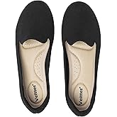 Veittes Women's Wide Width Flats Shoes,Comfortable Breathable Casual Slip on Round-Toe Knitted Dressy Ballet Flats