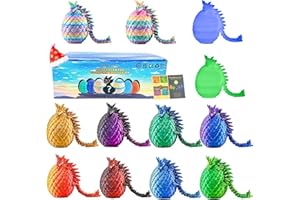 Mydethun 12 Pack 3D Printed Dragon Mystery Egg Set – 2 Rare Glow-in-The-Dark, Write-Your-Own Christmas Message Lore Card, Bulk Articulated Fidget Toys, Classroom Rewards, Stocking Stuffers