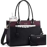 LOVEVOOK Laptop Bag for Women, 2-in-1 Tote Purse with Clutch & Cup Holder, Waterproof Briefcase for Work Travel