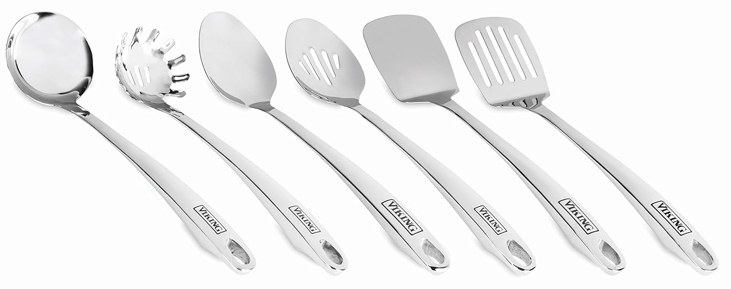 Viking Stainless Steel Kitchen Utensil Set with Stay Cool Handles, 6 Tools