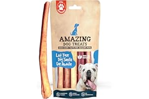 Amazing Dog Treats Bully Sticks 12 Inch [Extra Thick - 5 Pcs/Pck] -NO Hide Bones for Dogs - Safe Chews for Dogs - Long Lasting Bully Sticks for Dogs