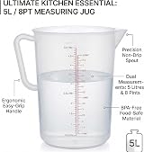 Acense Polypropylene Measuring Jug 5L Narrow Spillage-Free Multi-Purpose view 2