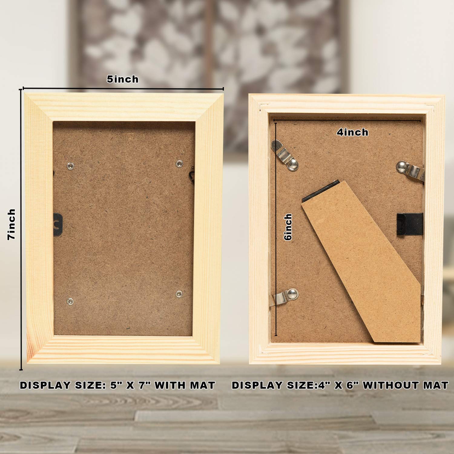10 Pack Wood Picture Frames for Crafts, Unfinished Wood Photo Frames, Craft Frames Set for Arts Crafts, DIY Painting Projects - for Adults and Kids Craft (5 x7 Frame Size Holds 4 x6 Pictures)