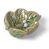 Zaposcca Jewelry Tray, Ceramic Leaves Jewelry Dish, Ring Holder Dish, Small Trinket Tray, Washable Key Bowl(Green)