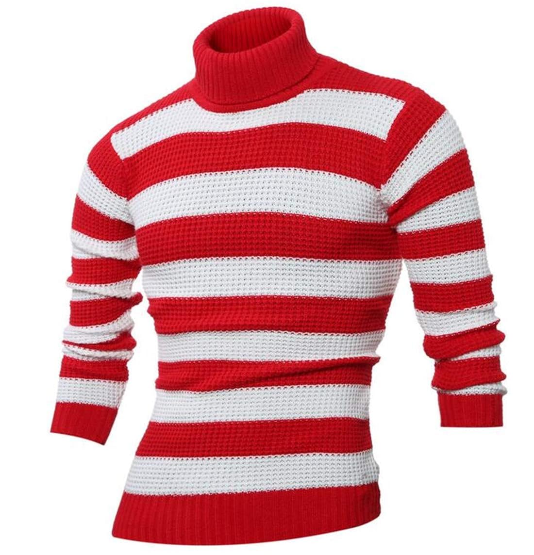 red and white striped turtleneck mens