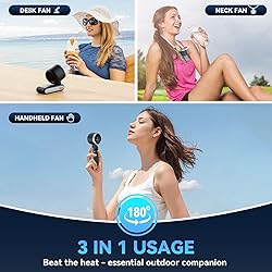 PlayHot Portable Handheld Turbo Fan, 5 Gear