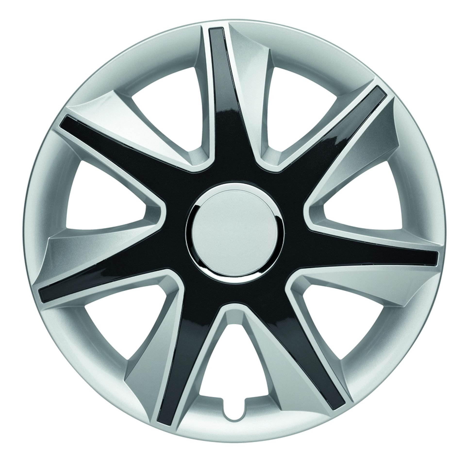 ALBRECHT automotive 49474 Car Wheel Trims RUN IV 14 '' inches, 1 Set of 4 Units, Silver/Black Hubcaps, Wheel Hub Caps