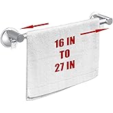 Adjustable 16-27" Suction Cup Towel Bar Extendable Suction Cup Towel Rack Holder Bathroom Stainless Steel for Glass Shower Door(Silver)