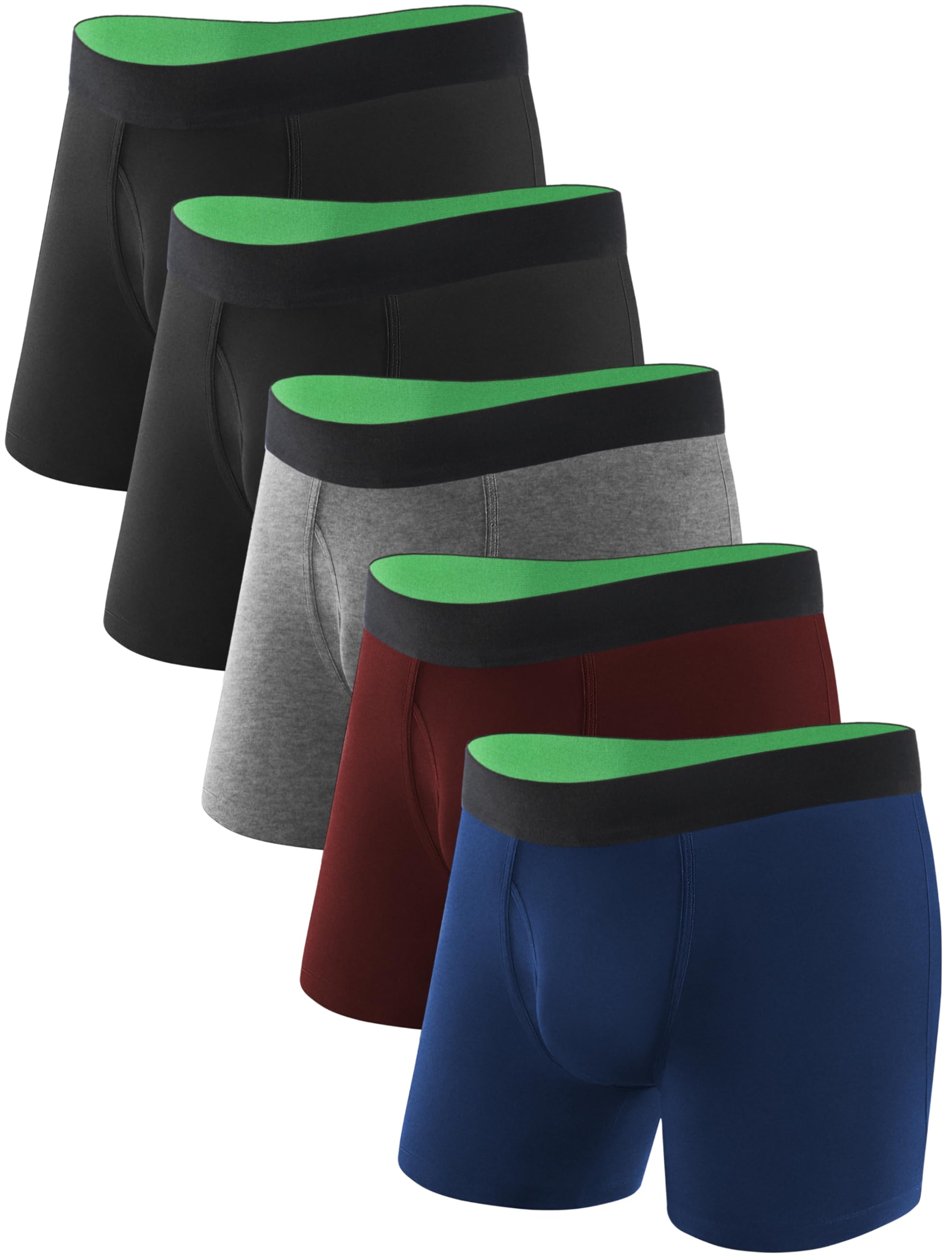 Photo 1 of TIICHOO Washable Urinary Incontinence Underwear for Men Cotton Boxers Briefs 5 Pack(XXL, 2 Black/Burgundy/Navy/Light Gray)