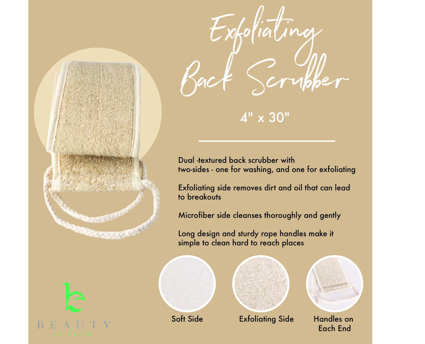 Back Scrubber for Shower - Body Exfoliator & Loofah Back Scrubber Helps Back Acne & Bacne, Back Washer for Shower, Body Scrubbers For Use In Shower to Exfoliate and Cleanse Skin : Beauty