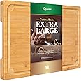 Extra Large Cutting Board, 17.6" Bamboo Cutting Boards for Kitchen with Juice Groove and Handles Kitchen Chopping Board for Meat Cheese board Heavy Duty Serving Tray, XL, Empune