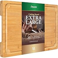 Extra Large Cutting Board, 17.6" Bamboo Cutting Boards for Kitchen with Juice Groove and Handles Kitchen Chopping Board for M