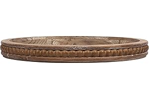 CREATIVE CO-OP Whitewashed Round Decorative Wood Tray