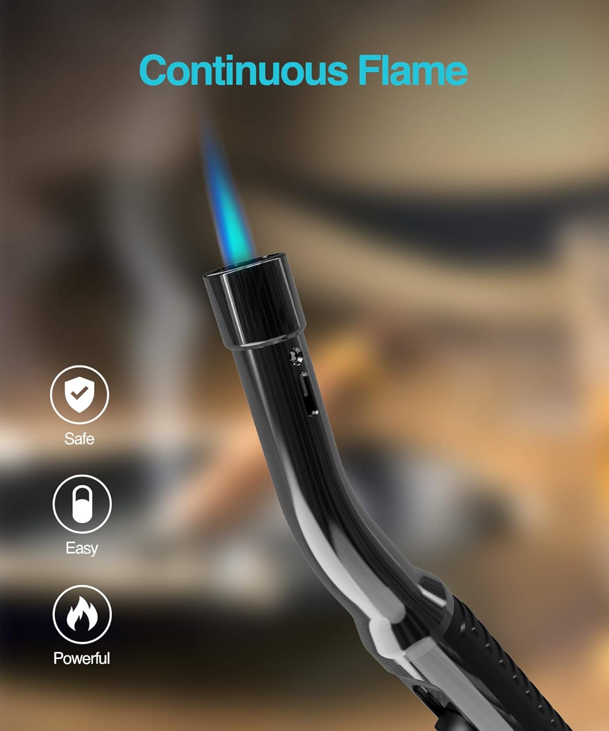 RONXS Torch Lighters, Butane Lighter Long Lighter, Adjustable Multipurpose Lighter Refillable for Grill BBQ Camping(Butane Not Included) Black: Kitchen & Dining