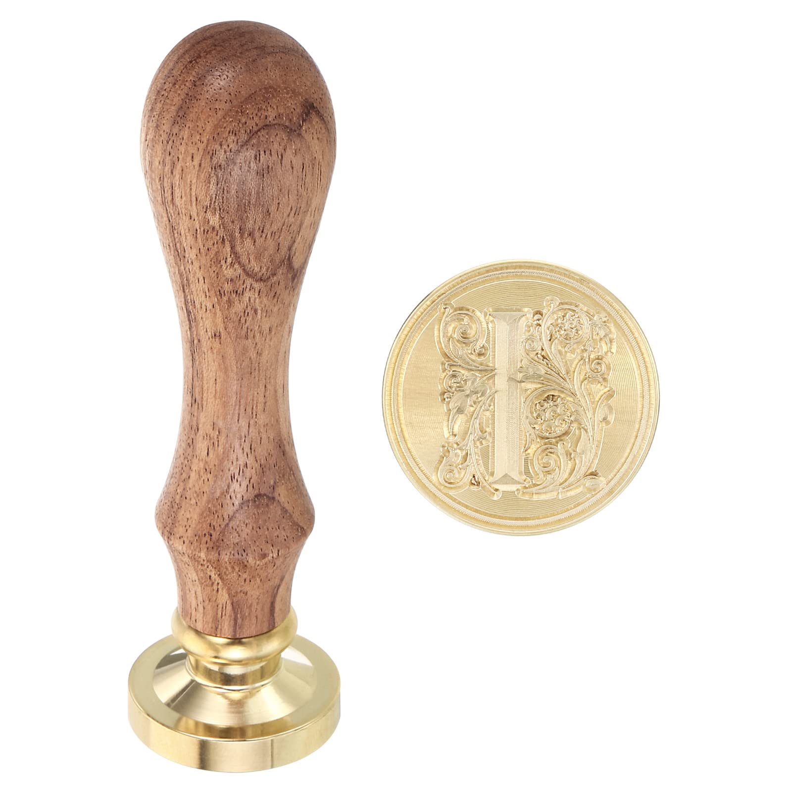 PATIKIL Alphabet I Wax Seal Stamp, Initial Letter Sealing Wax Stamp Classic Retro 25mm Removable Retro Brass Head Wooden Handle for Envelope Invitation Card Wedding Gift Decorations