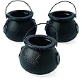 Fun Express 1 Dozen Mini Cauldron Kettles, BPA Free Plastic, St. Patrick's Day, Halloween, Bachelorette Parties, Witches and Wizards, Birthday, Baby Showers Party Decoration Supplies, Black