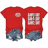 Gameday T Shirt for Women Cute Football Graphic Tshirt Football Mom Shirts Sunday Funday Short Sleeve Tops