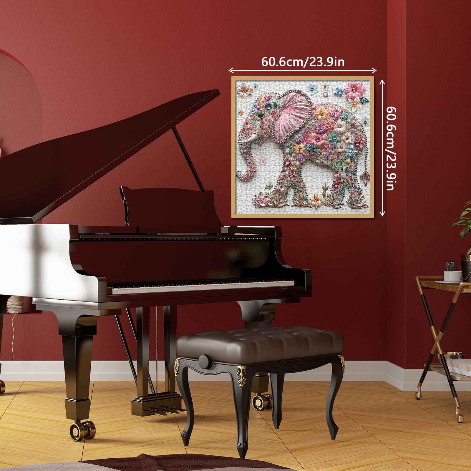 Kristall-Elefanten-Puzzles für Erwachsene 1000 Teile, niedliche Tierblumen-Puzzles, Kunst, hübsche Florale Puzzles 5