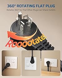 DEWENWILS 1FT 360° Rotating Flat Plug Extension