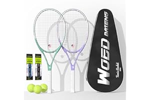 WOED BATENS Tennis Rackets for Adults 27 Inch Tennis Racquets Set Included Tennis Racket Tennis Balls Overgrips Vibration Dampers Tennis Bag