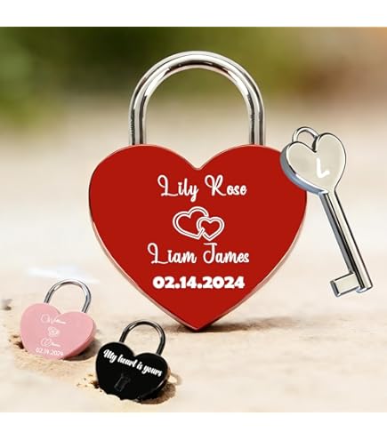 PATIKIL Love Locks Heart Padlock with Key Set, Love Couple Lock
